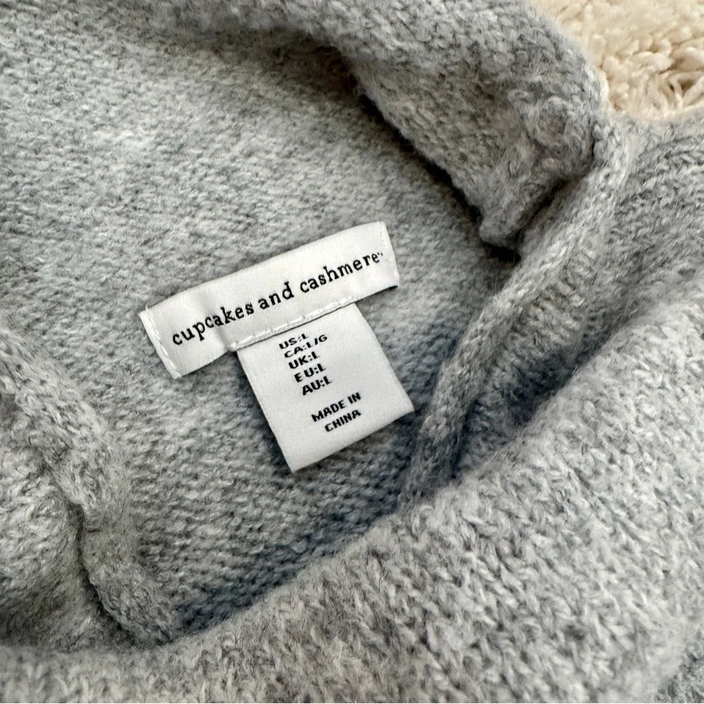 cupcakes & cashmere Gray Eiffel Tower Turtleneck Sweater